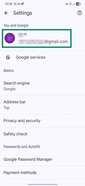 List of active Google accounts on Android.
