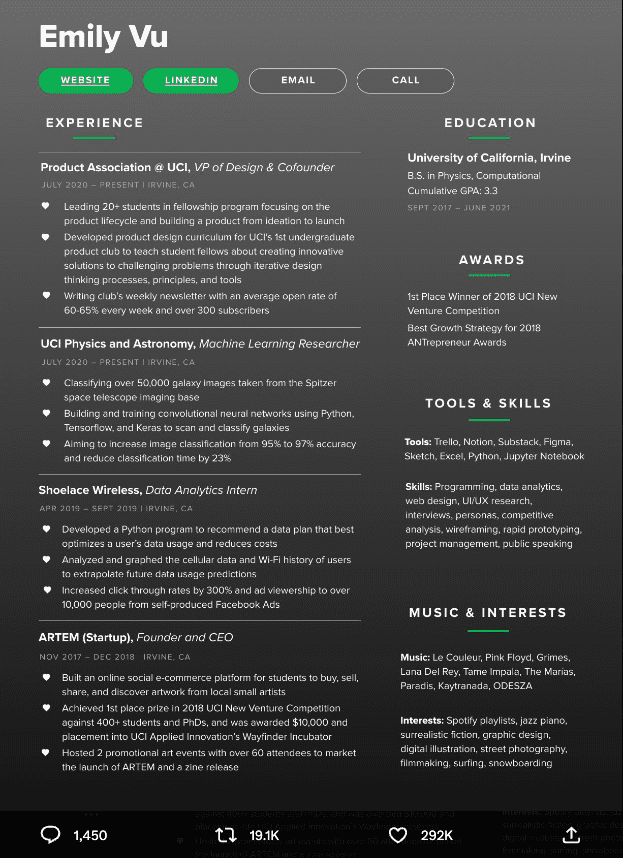 Emily Vu Resume Screenshot