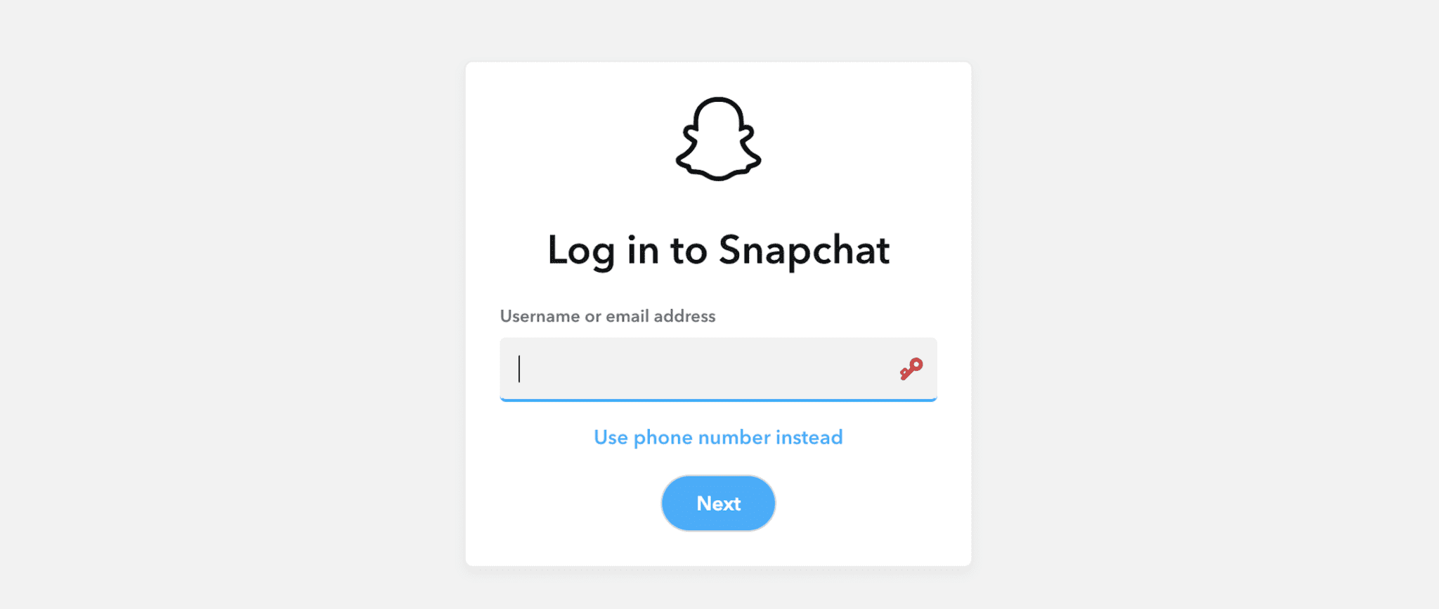 Screenshot: Login-Seite von Snapchat