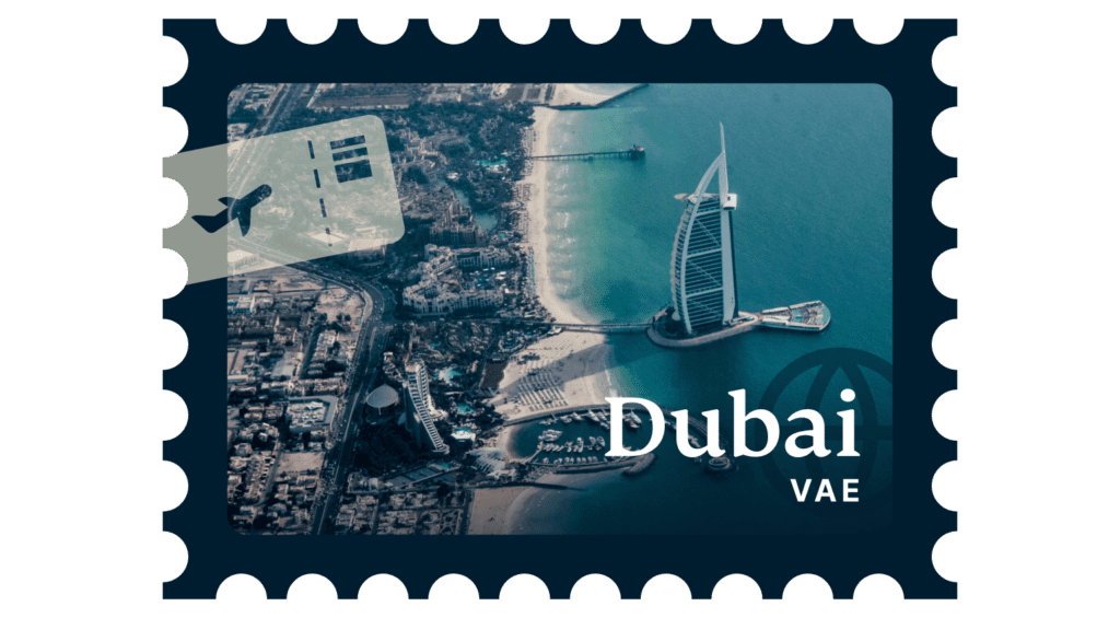 Dubai, dargestellt auf einer Briefmarke