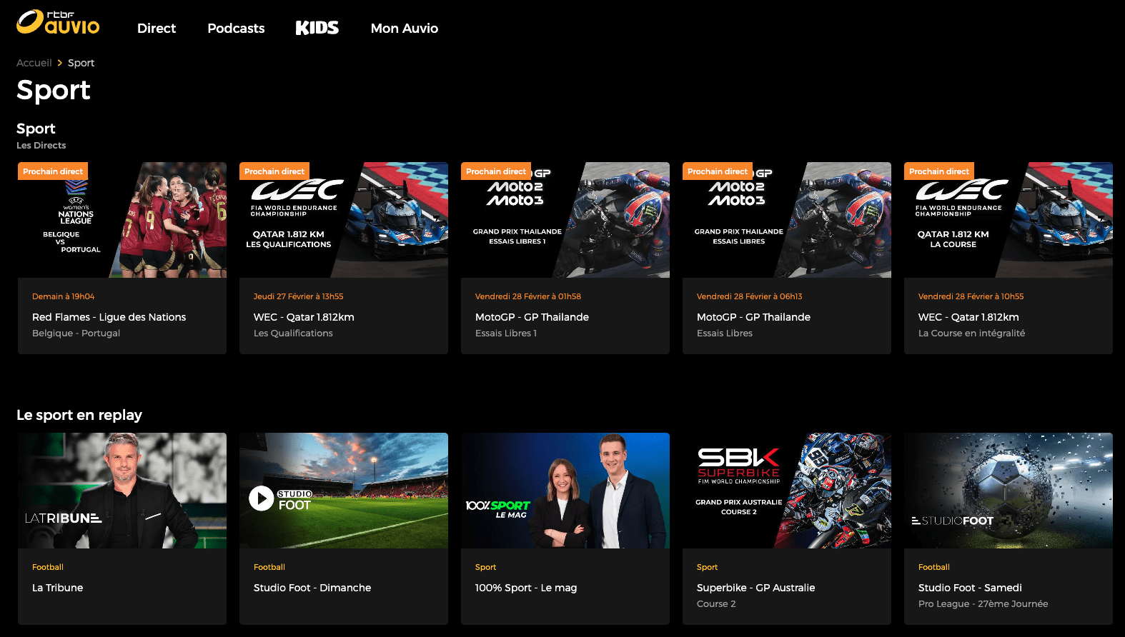 Screenshot of RTBF Auvio