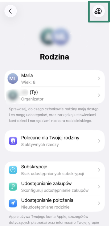 Add Member button in Family Sharing settings on iPhone.