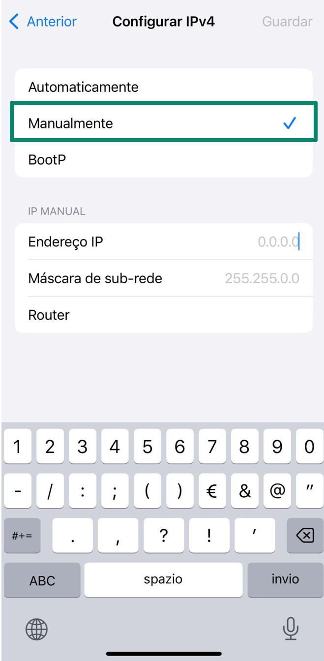 Configure IPv4 settings manually on iOS