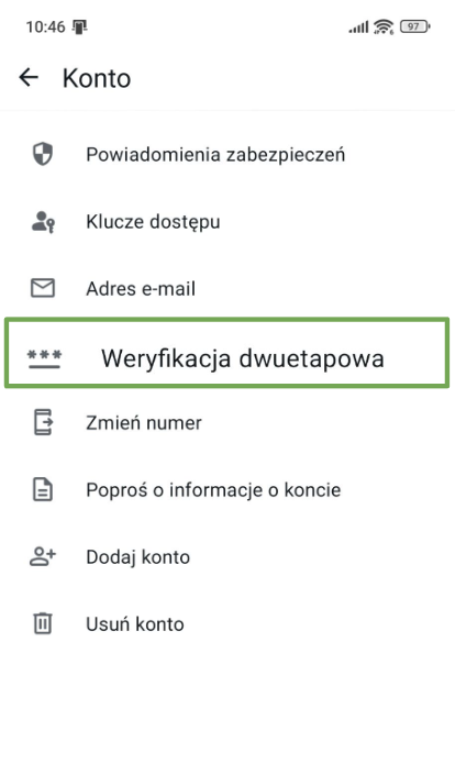 WhatsApp Account tab highlighting Two-step verification.