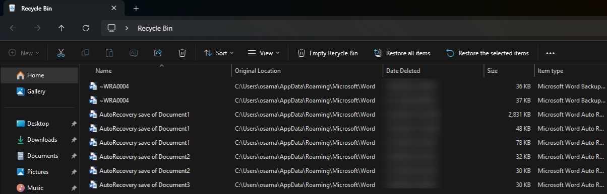 Emptying the Recycle Bin in Windows.