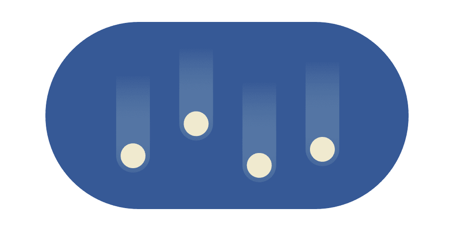 Cztery spadające kropki.