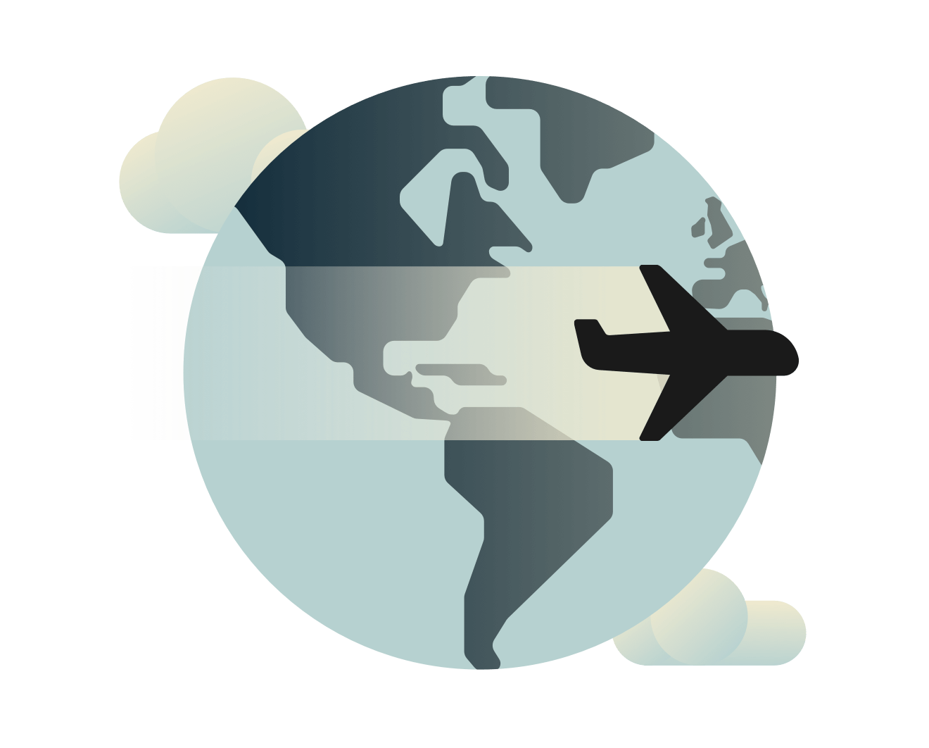 Lentokone lentää maailman yllä.