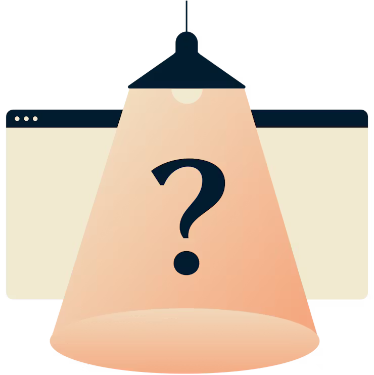 Znak zapytania w świetle lampy.