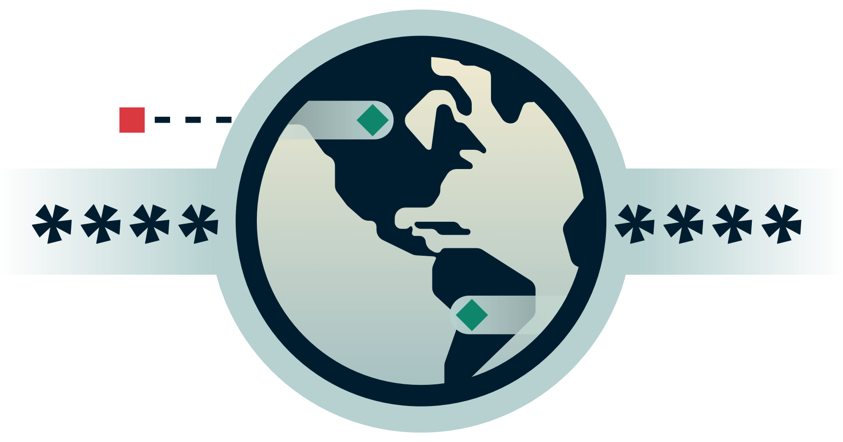 Maapallo salatussa tunnelissa, johon ulkopuolinen osapuoli yrittää päästä sisään.