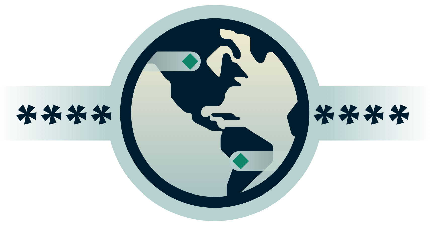 Maapallo salatun salasanan välissä.