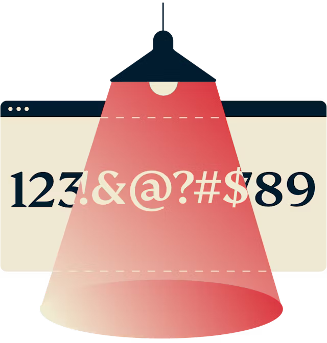 Lamppu, joka näyttää salatun numerorivin.