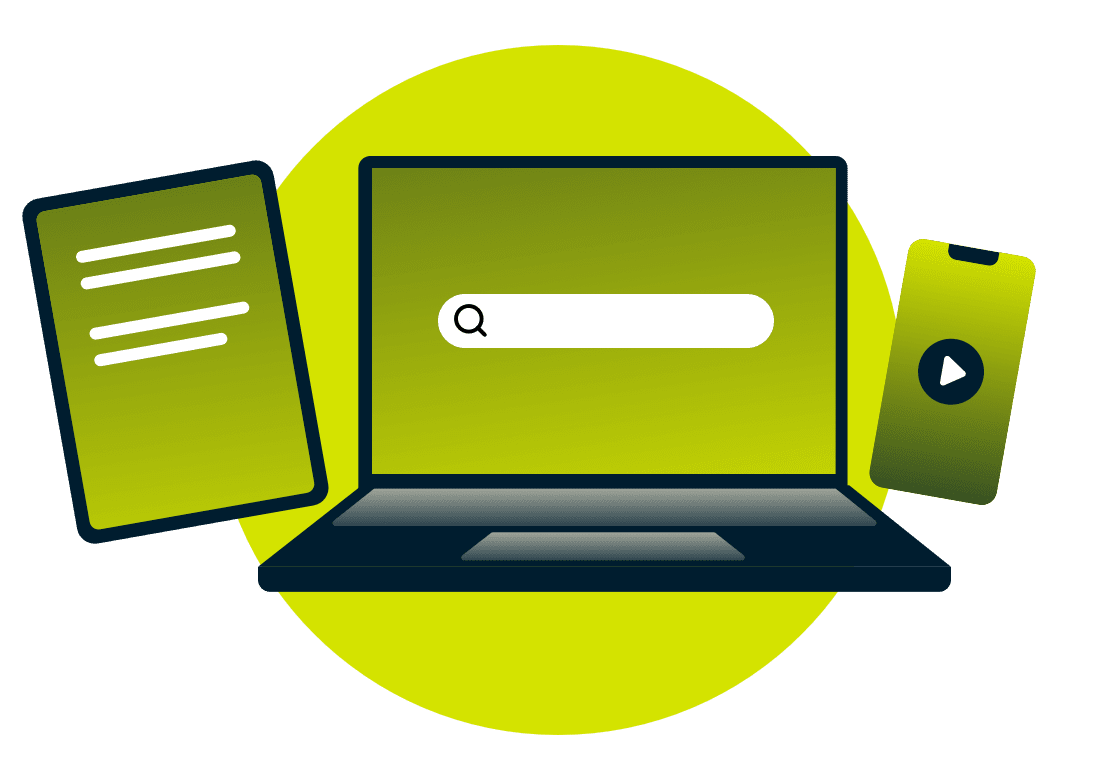 Kannettava tietokone, tabletti ja puhelin.