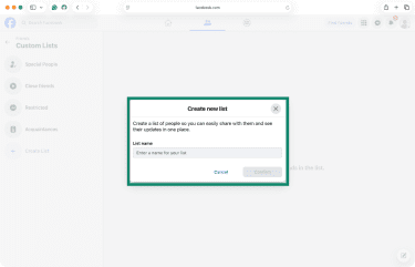 Creating a custom list of friends on Facebook.