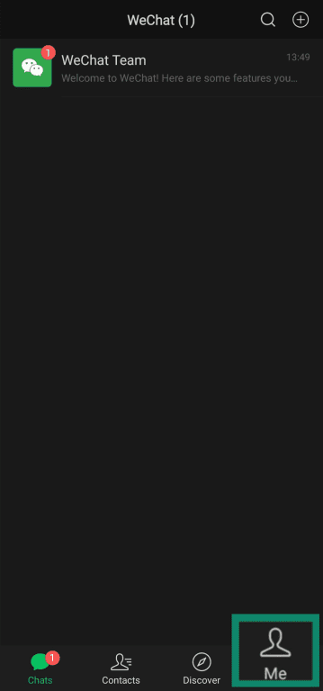 Accessing the profile menu in the WeChat app.