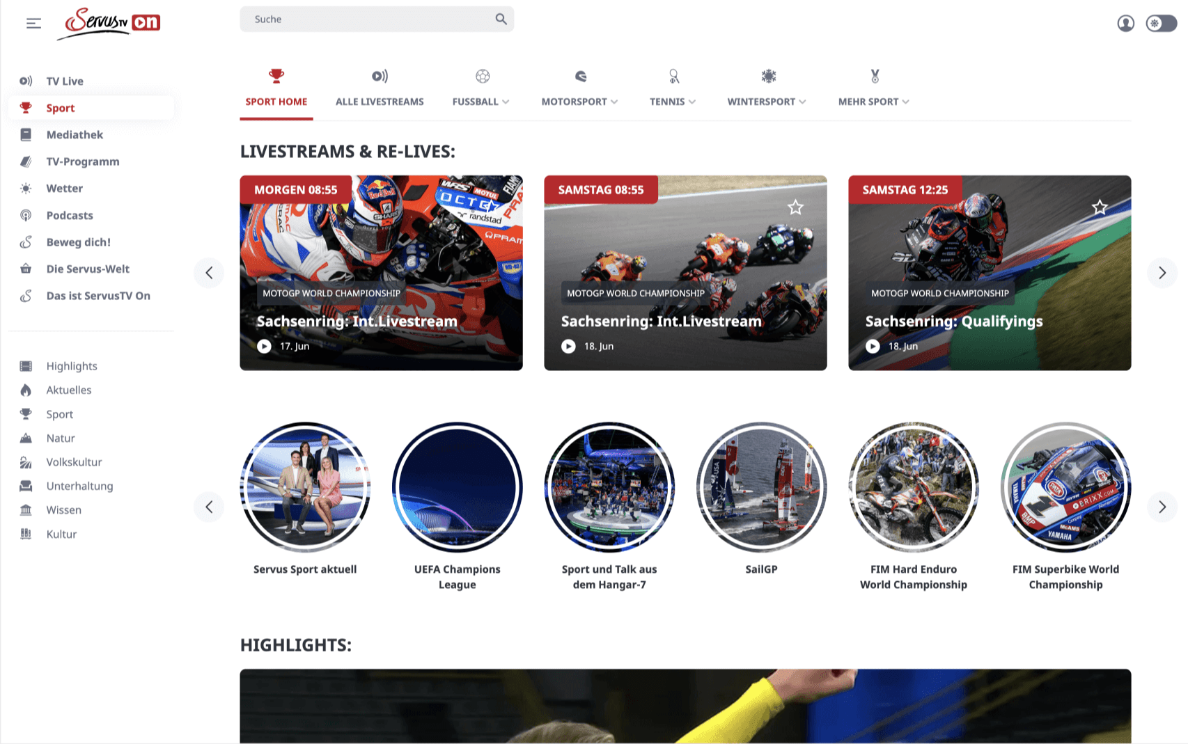 데스크탑 화면의 ServusTV