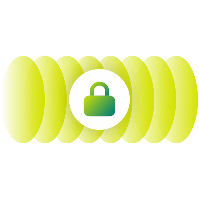 Vihreä aaltoilu, jossa on lukittu lukko.