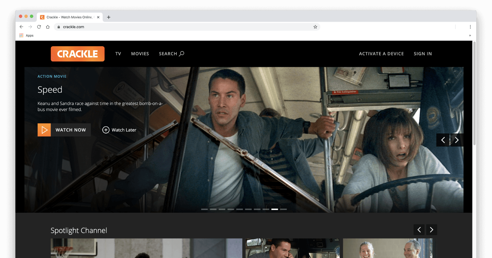 Crackle avoinna selainikkunassa.