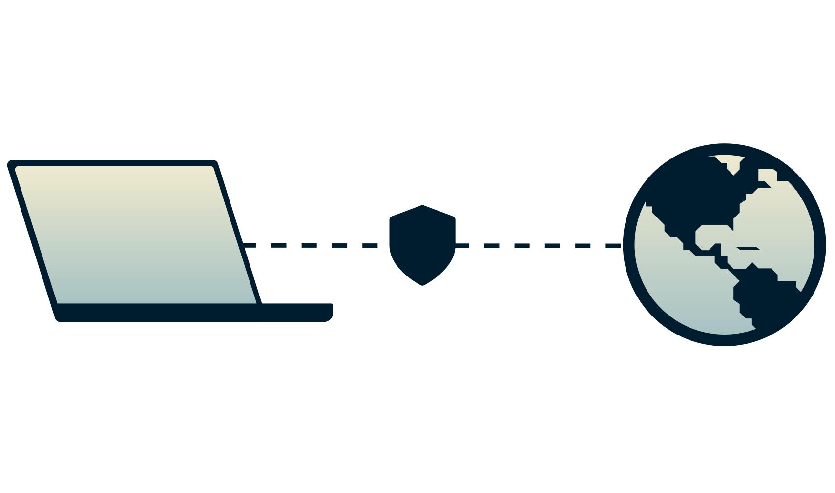 En bärbar dator har en säker anslutning till internet.