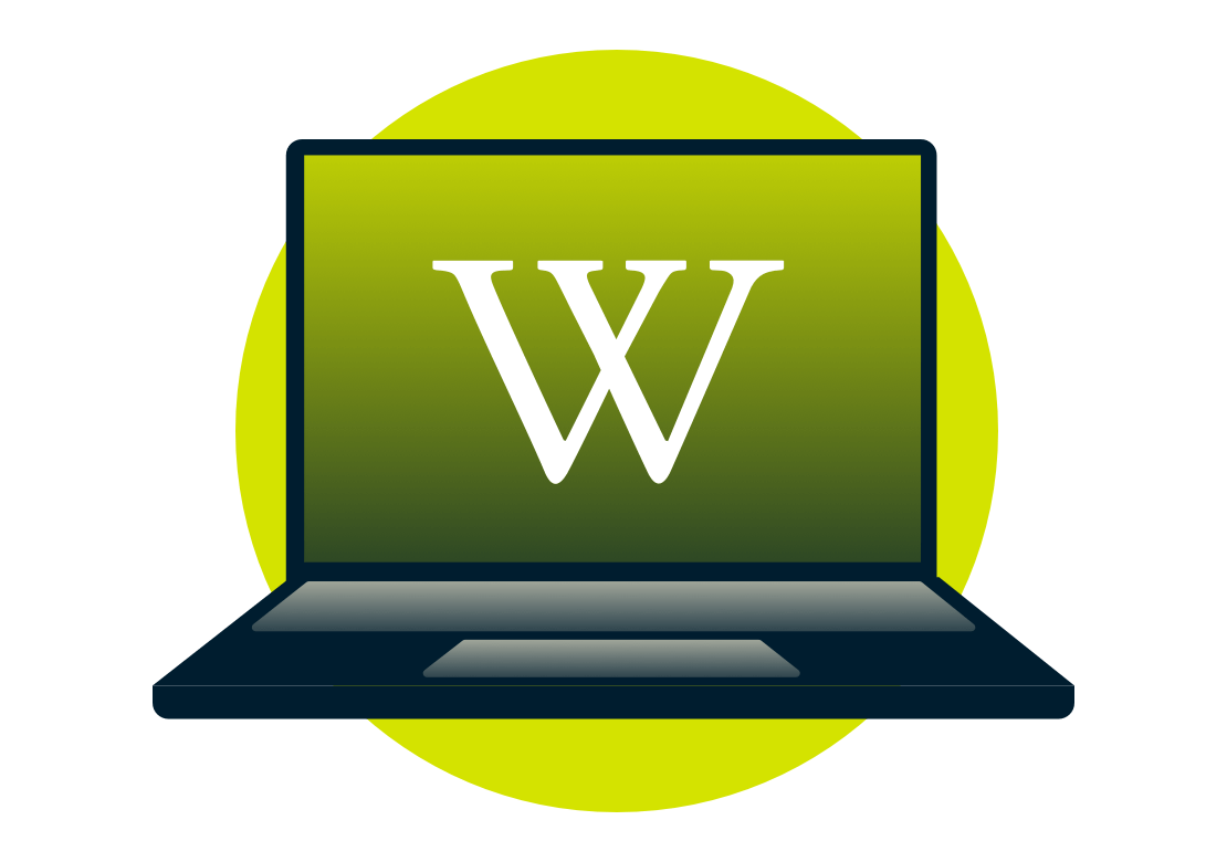 Logo Wikipedii na ekranie laptopa.