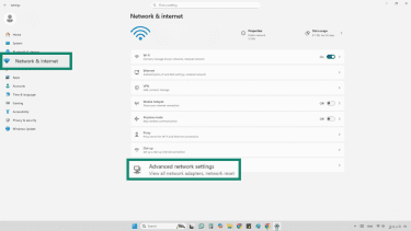 Screenshot of advanced network settings option in Windows (2)