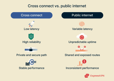 The main differences between a cross connect and the public internet.