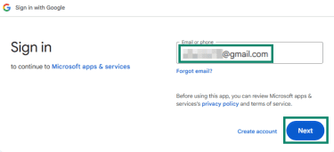Google email sign-in process.
