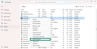 How to find the location of a process running in the Task Manager