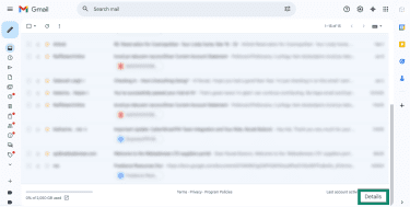 Gmail's inbox with, with the Details link highlight.