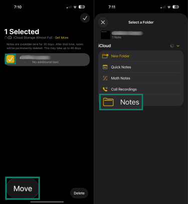How to recover deleted notes in iOS Notes app.