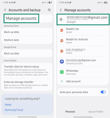 How to log into your gmail account for Android backup.