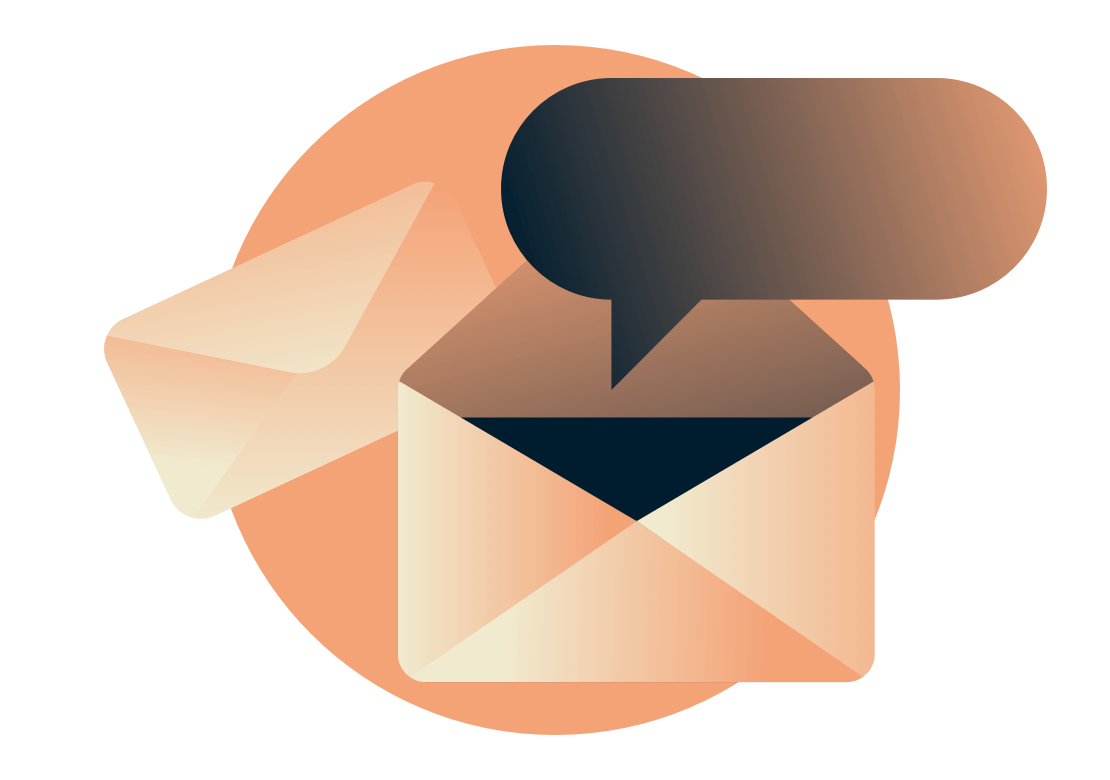 Bulle de message sortant d'une enveloppe.