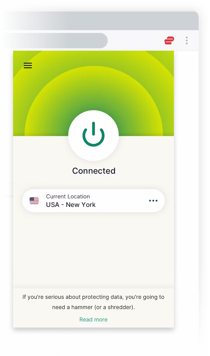 Koristite ExpressVPN proširenje preglednika za GUI.